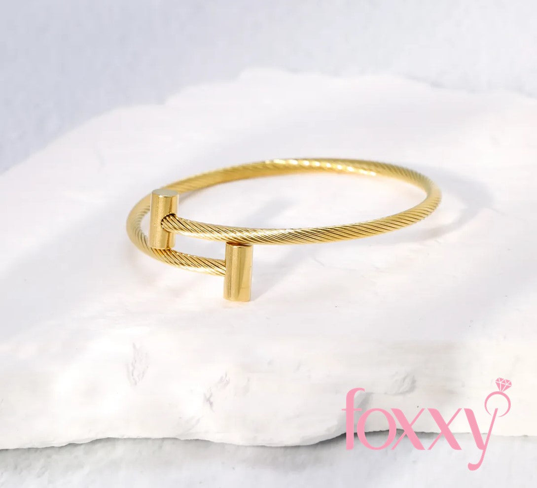 Simple Style Geometric Stainless Steel Gold Plated Bangle