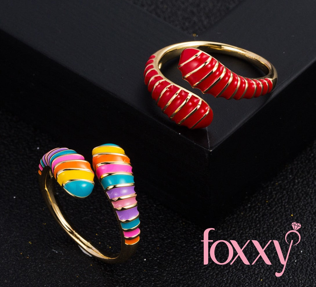creative copper gold-plated color oil drip snake ring fashion open ring