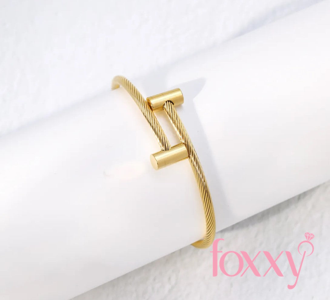 Simple Style Geometric Stainless Steel Gold Plated Bangle