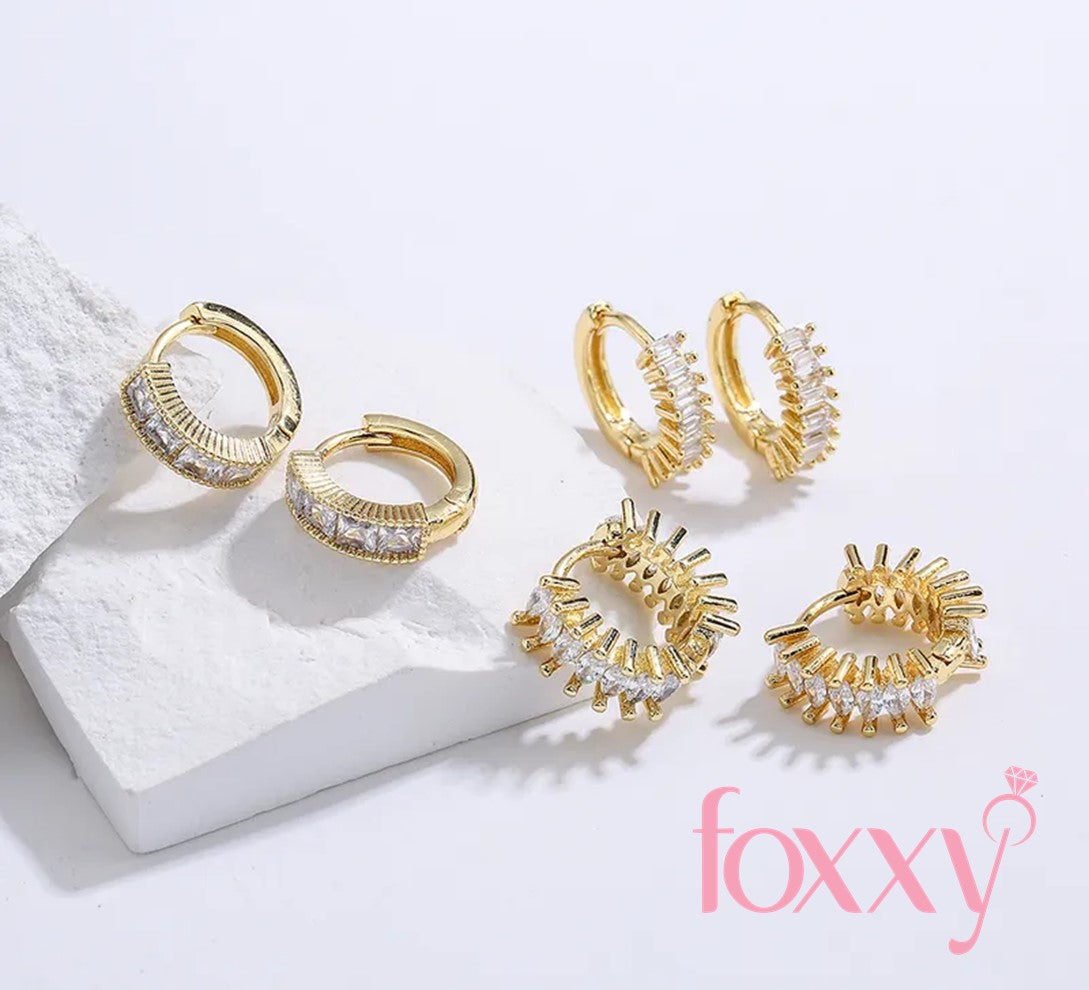 fashion geometric circle Copper Gold-Plated Micro Inlaid Zircon Earrings