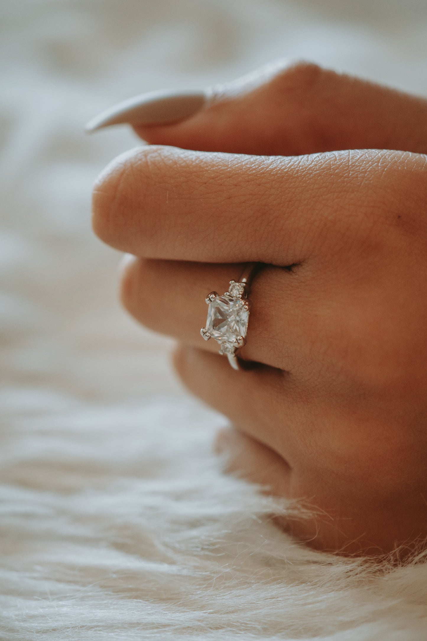 Indigo Asscher Cut Sterling Silver Ring