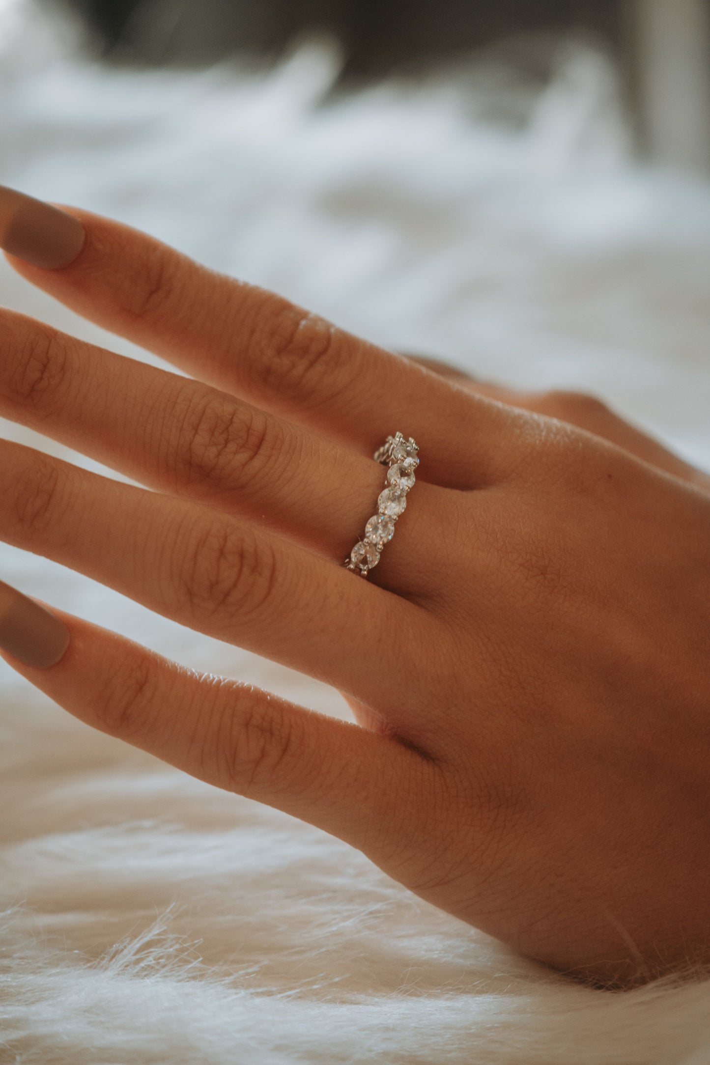Kylar Round Band Sterling Silver Ring