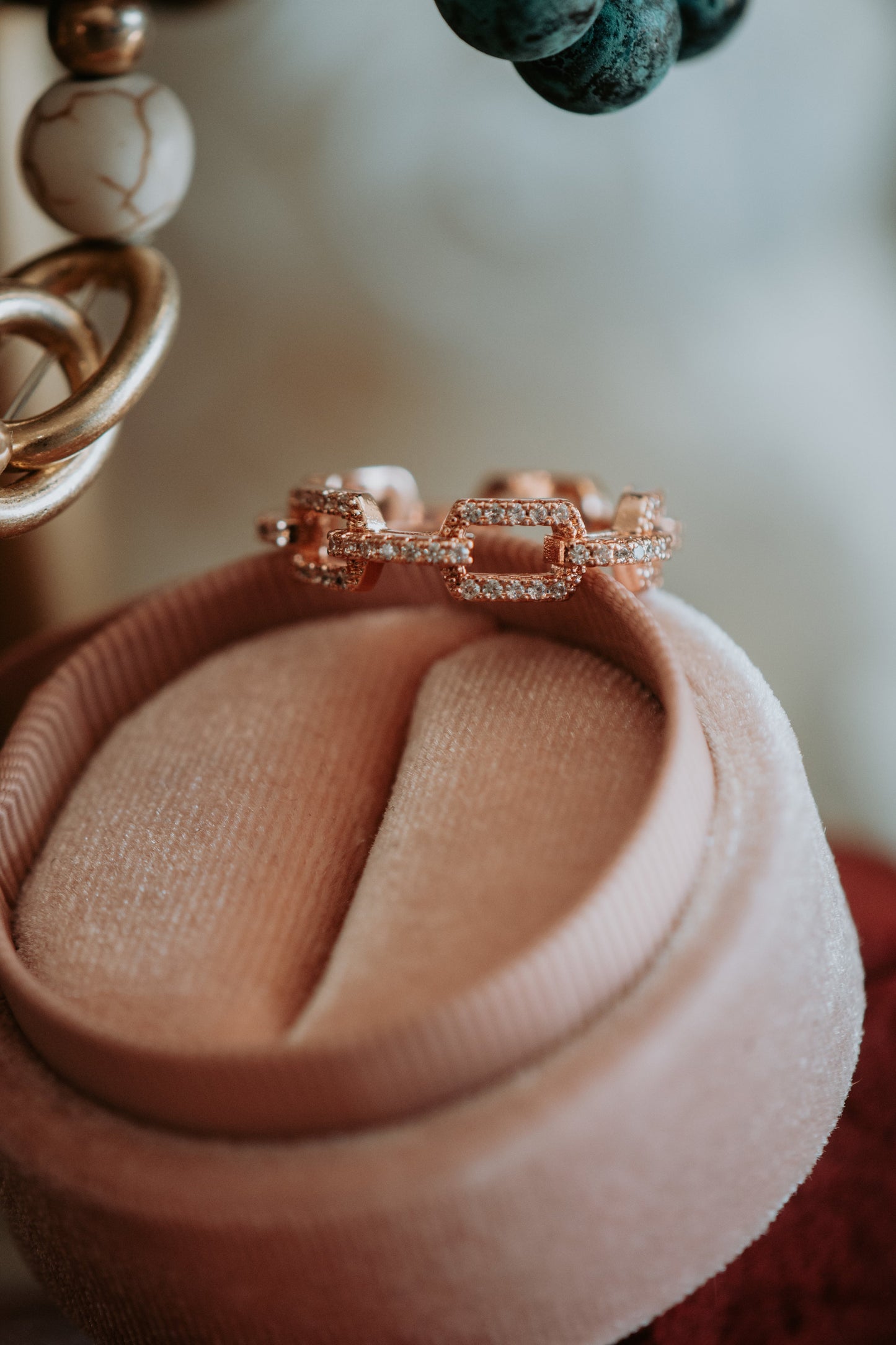Lyka Links Sterling Silver Ring in Rose Gold