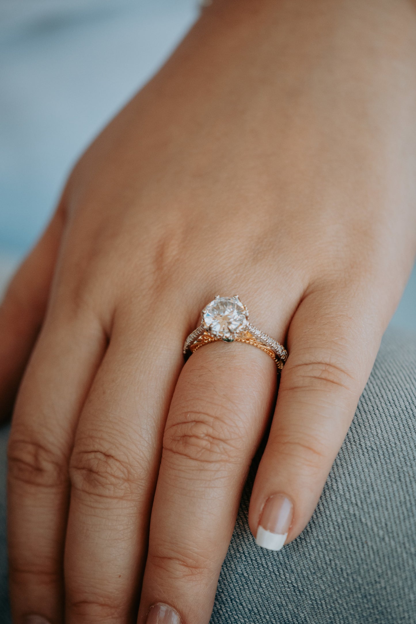 Bliss Cubic Zircon Gold Accent Sterling Silver Ring