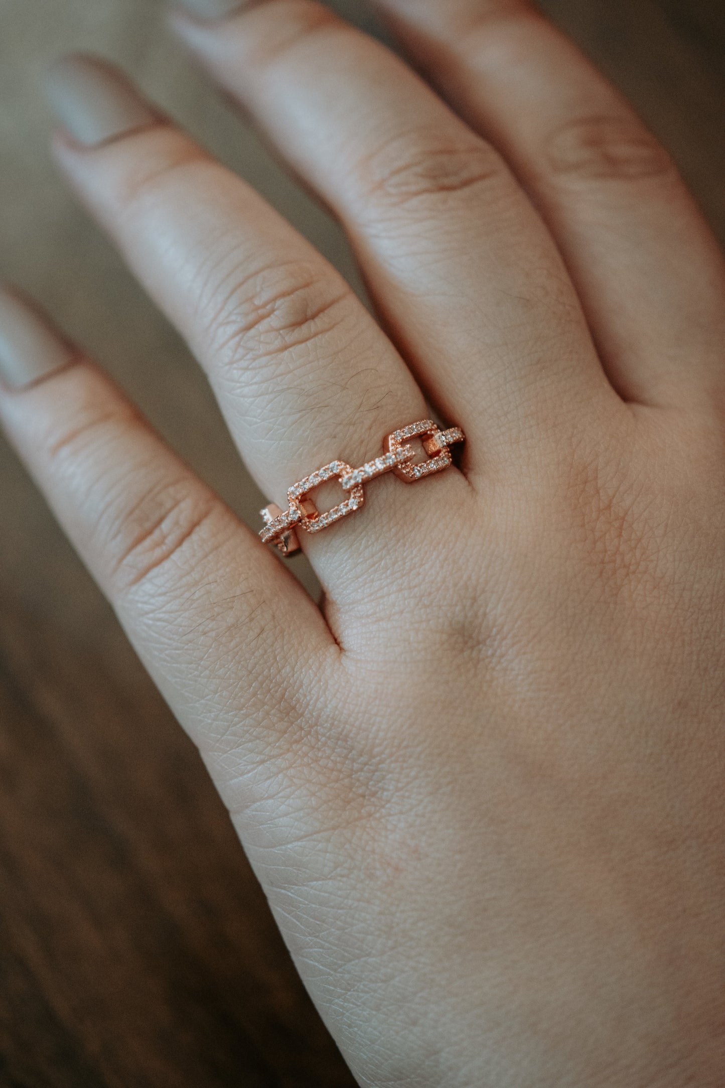Lyka Links Sterling Silver Ring in Rose Gold