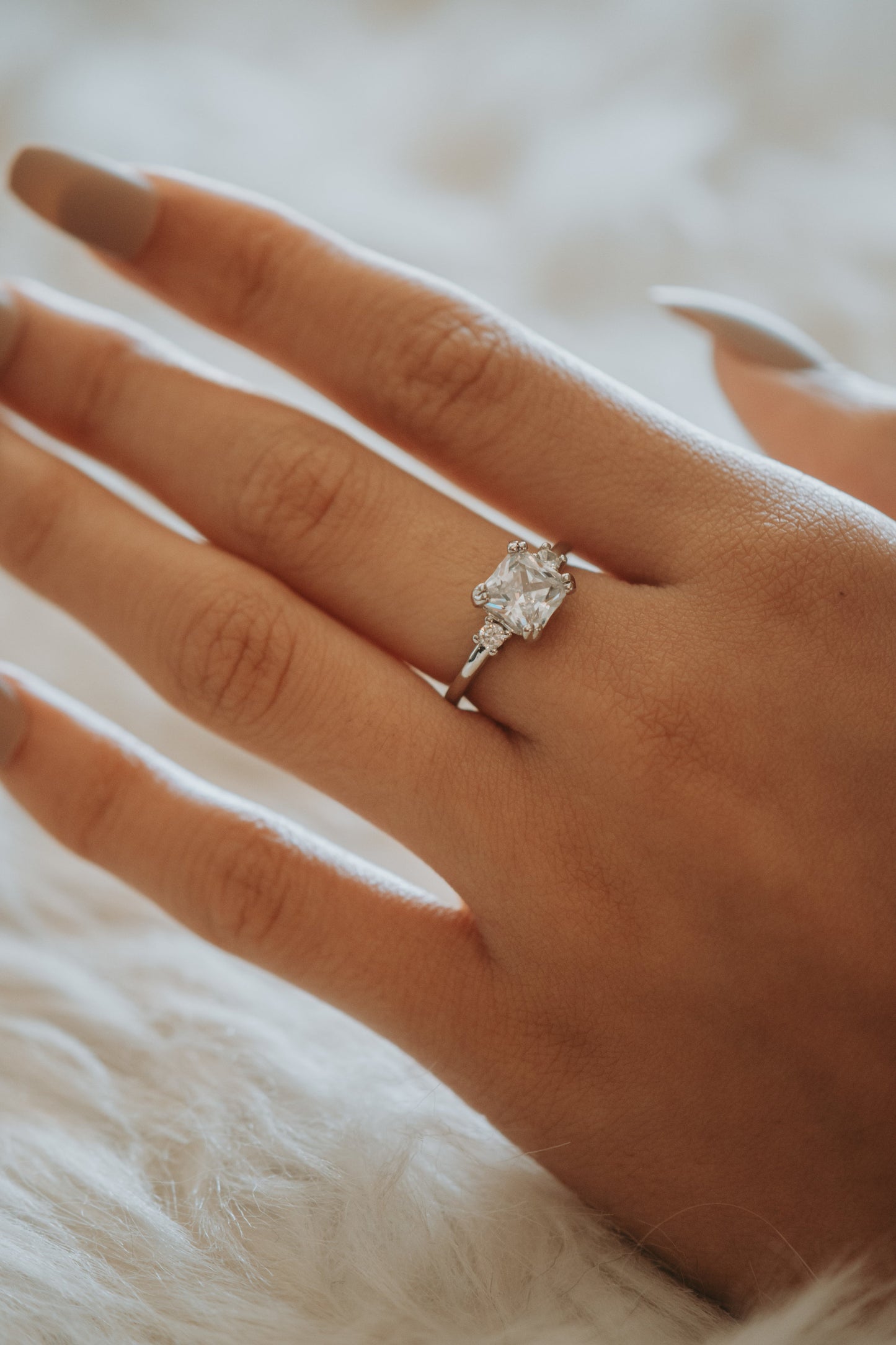 Indigo Asscher Cut Sterling Silver Ring