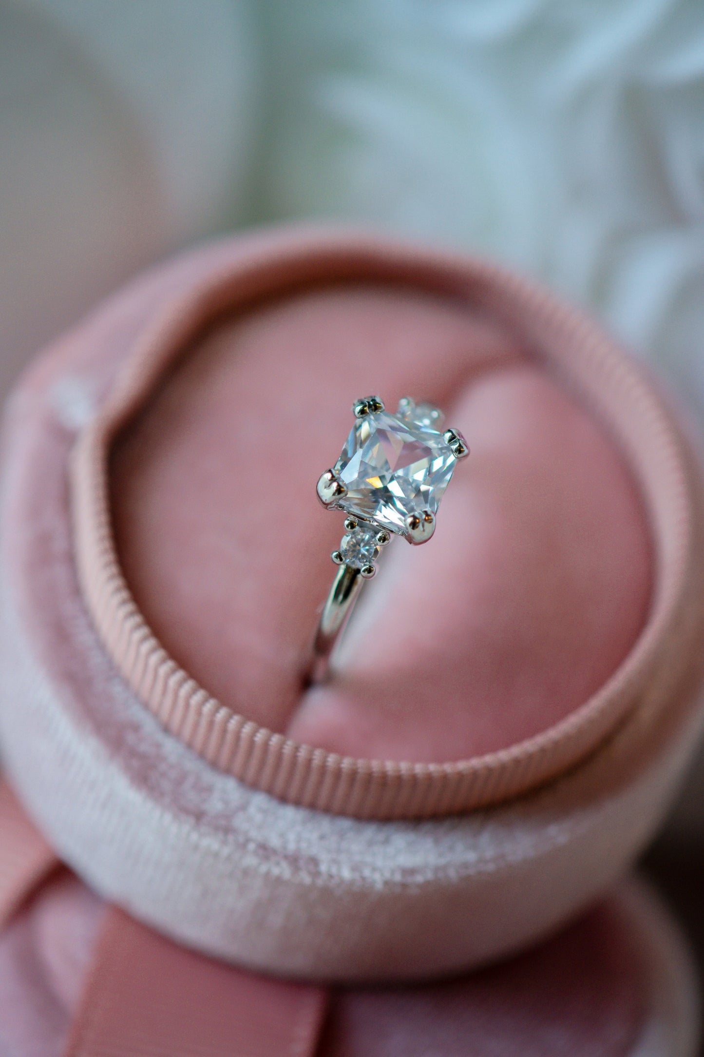 Indigo Asscher Cut Sterling Silver Ring
