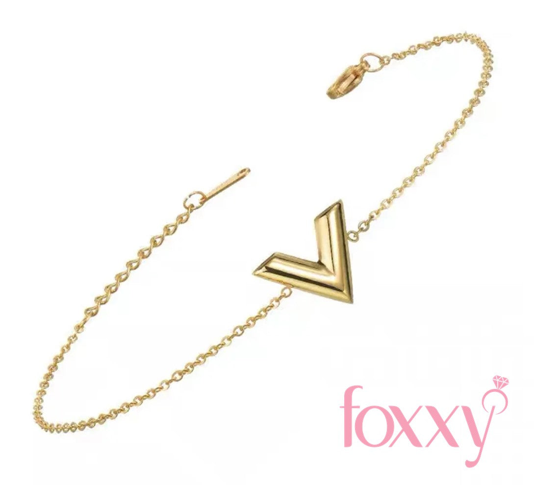 Fashion V Shape Titanium Steel Plating Bracelet & Necklace