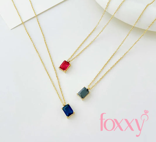 Elegant Square Stainless Steel Plating Rhinestones Pendant Necklace