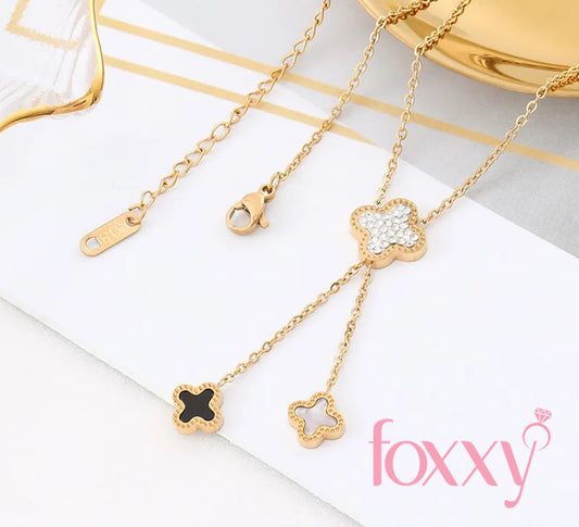 Elegant Fashion Flower Titanium Steel Plating Inlay Artificial Gemstones Necklace