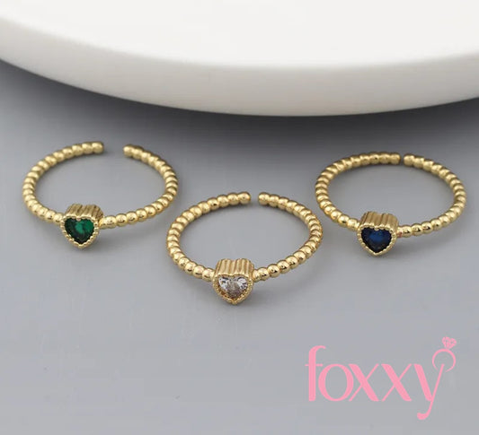 Fashion Heart Shape Copper Open Ring Plating Zircon Copper Rings