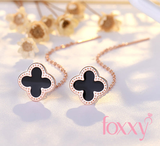 Elegant Four Leaf Clover Copper Gold Plated Earrings