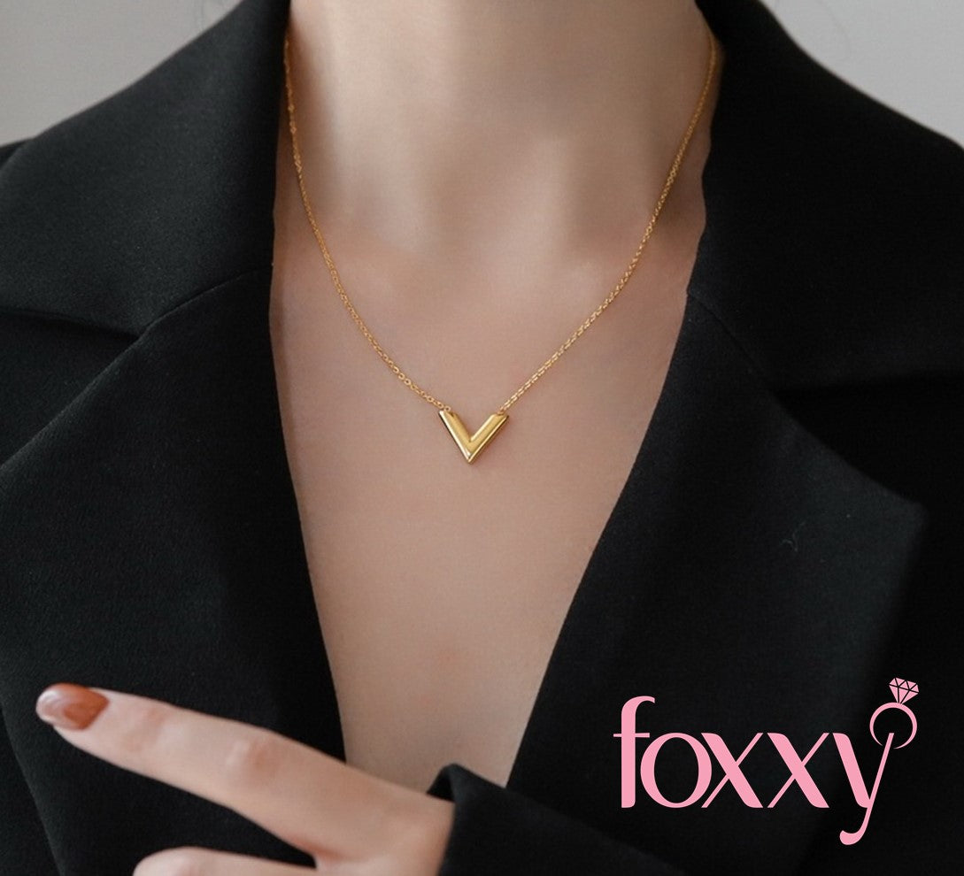 Fashion V Shape Titanium Steel Plating Bracelet & Necklace