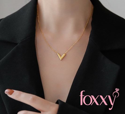 Fashion V Shape Titanium Steel Plating Bracelet & Necklace
