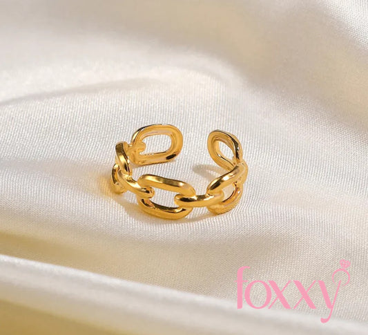 Gianna 18K Gold-Plated Stainless Steel Jewelry Buckle Chain Open Size Ring