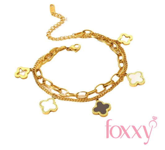 Fashion Four Leaf Clover Titanium Steel Plating Bracelets