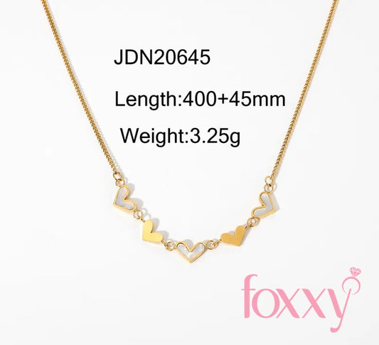 retro stainless steel white shell heart pendant necklace