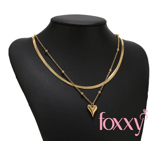Fashion Heart Shape Stainless Steel Plating Layered Necklaces 1 Piece