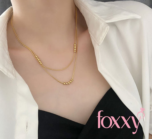 Fashion Solid Color Titanium Steel Layered Necklaces 1 Piece