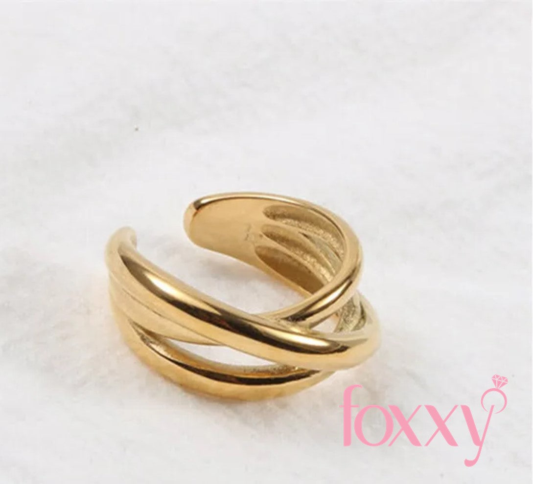 Fashion Women's New Creative Open Gold-Plated Stainless Steel Ring