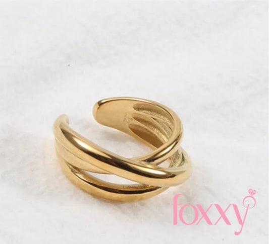 Fashion Women's New Creative Open Gold-Plated Stainless Steel Ring