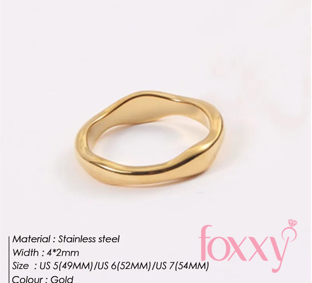 Lexie Dainty Trendy Stainless Steel Ring in 18K Gold Plating