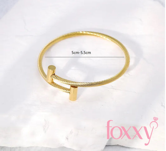 Simple Style Geometric Stainless Steel Gold Plated Bangle