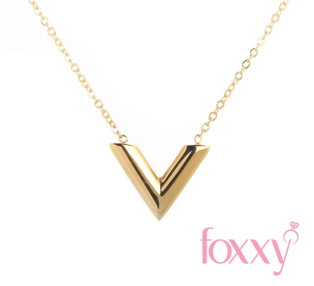 Fashion V Shape Titanium Steel Plating Bracelet & Necklace