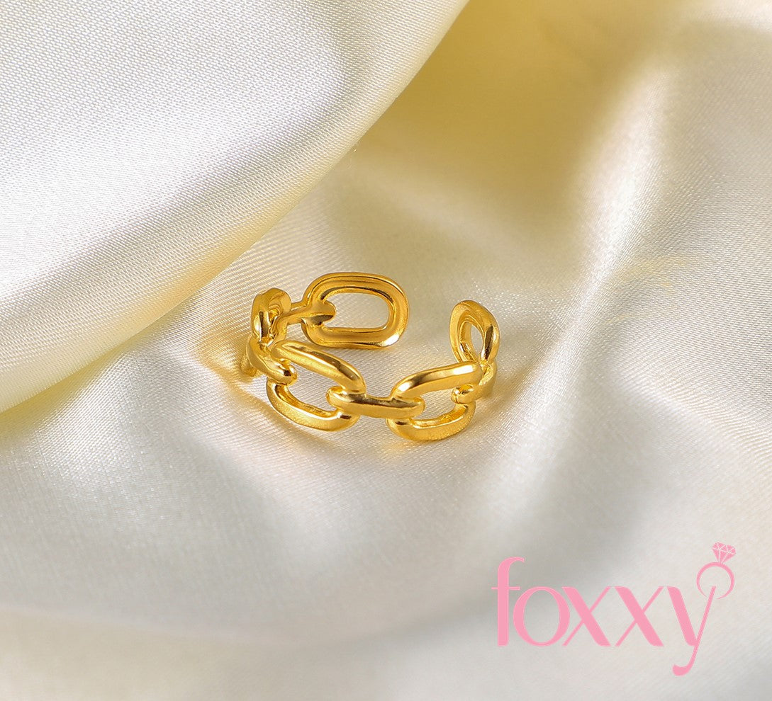 Gianna 18K Gold-Plated Stainless Steel Jewelry Buckle Chain Open Size Ring