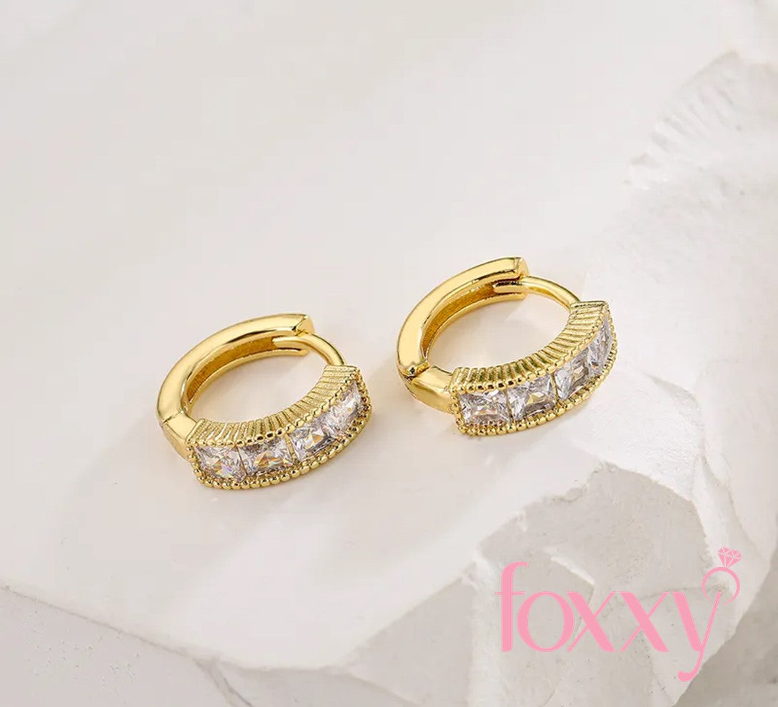 fashion geometric circle Copper Gold-Plated Micro Inlaid Zircon Earrings