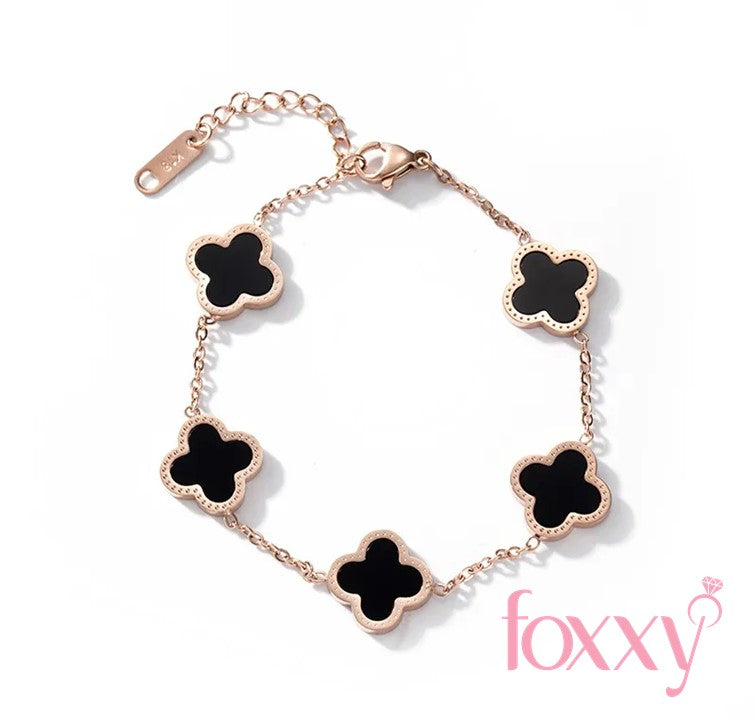 Fashion Four Leaf Clover Titanium Steel Inlaid Gold Shell Bracelets