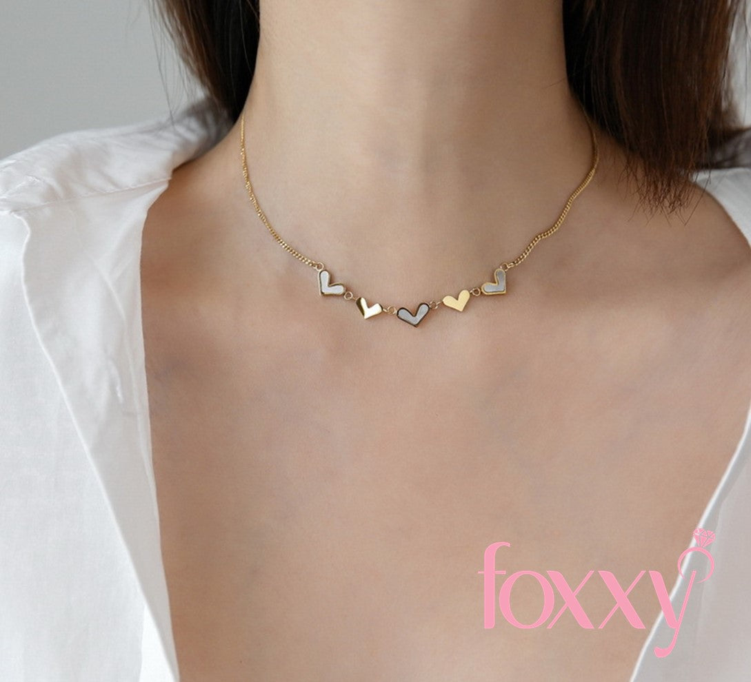 retro stainless steel white shell heart pendant necklace