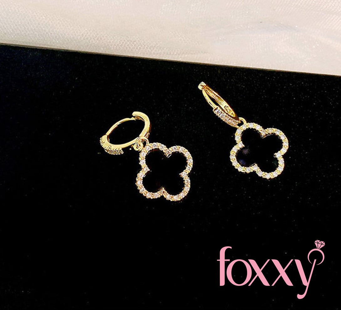 Fashion Four Leaf Clover Copper Plating Zircon Earrings
