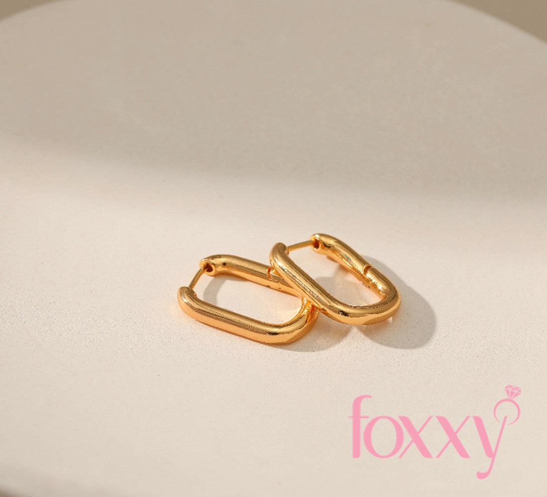 Retro U Shape Copper Gold Plated Hoop Earrings