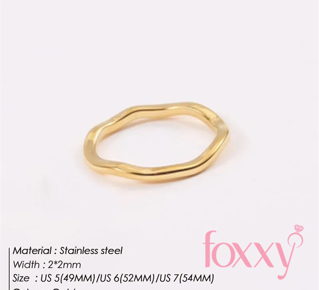 Lexie Dainty Trendy Stainless Steel Ring in 18K Gold Plating