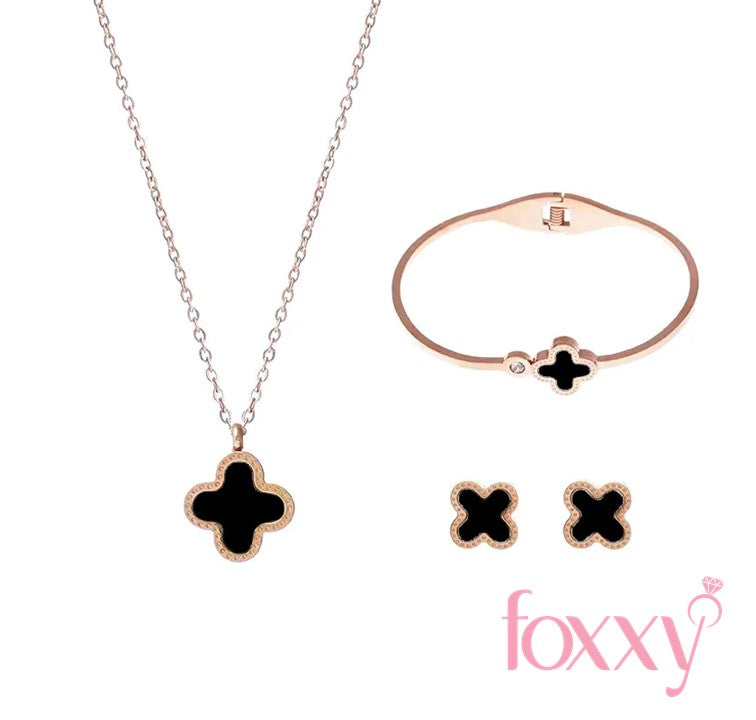 Elegant Four Leaf Clover Titanium Steel Plating Shell Bracelets Earrings Necklace
