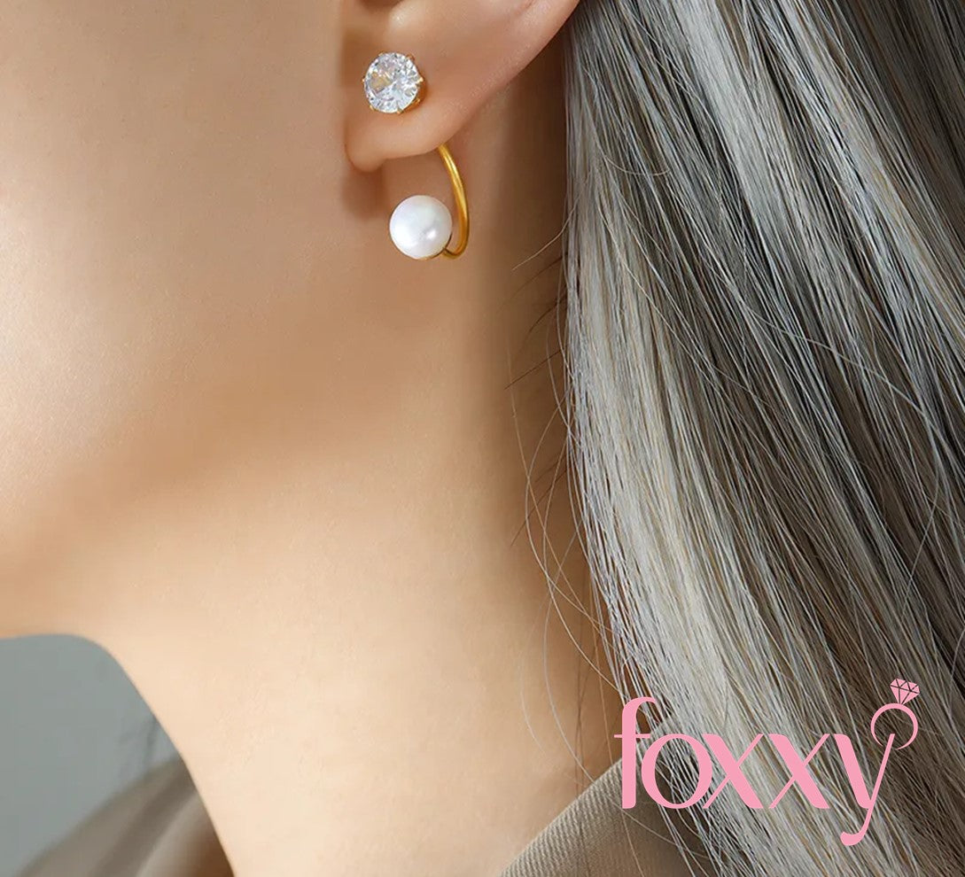 Fashion Geometric Titanium Steel Plating Artificial Pearls Zircon Earrings