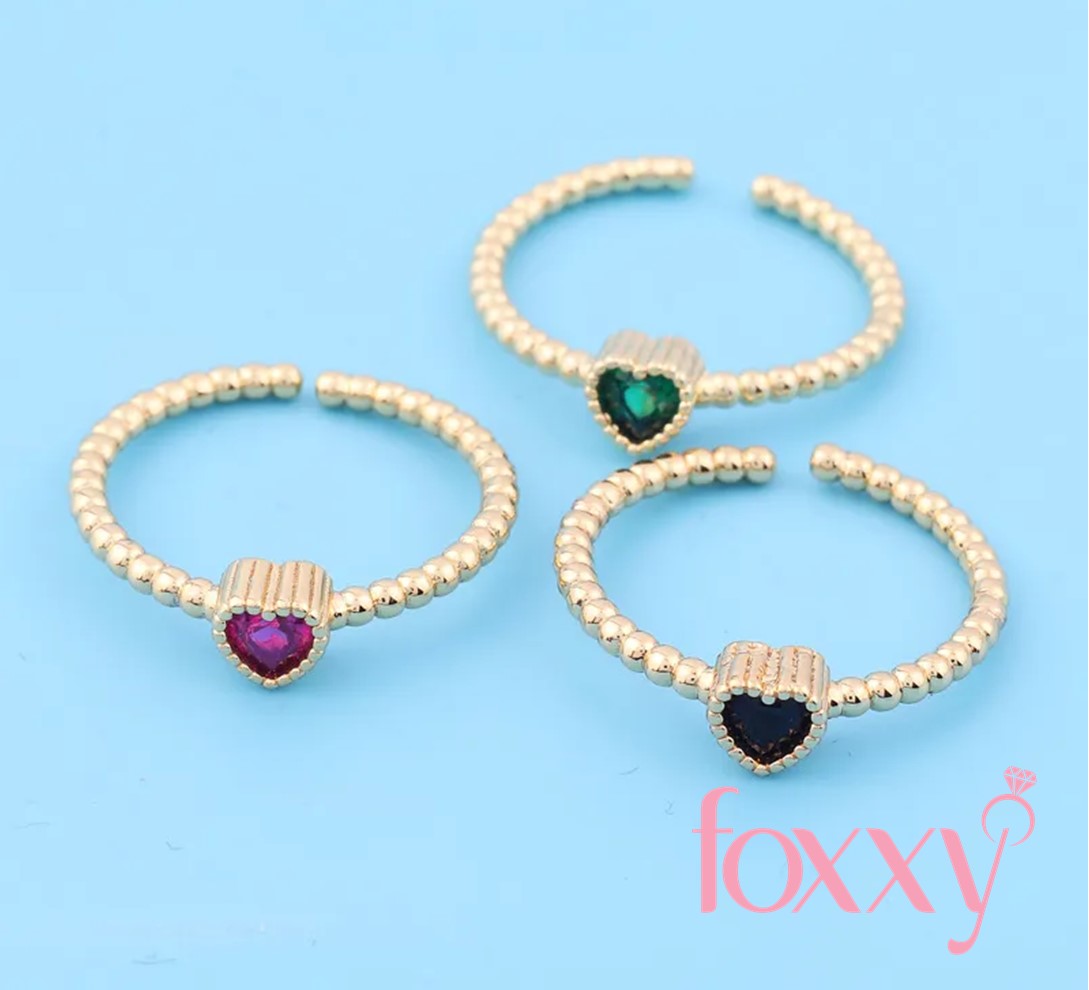 Fashion Heart Shape Copper Open Ring Plating Zircon Copper Rings