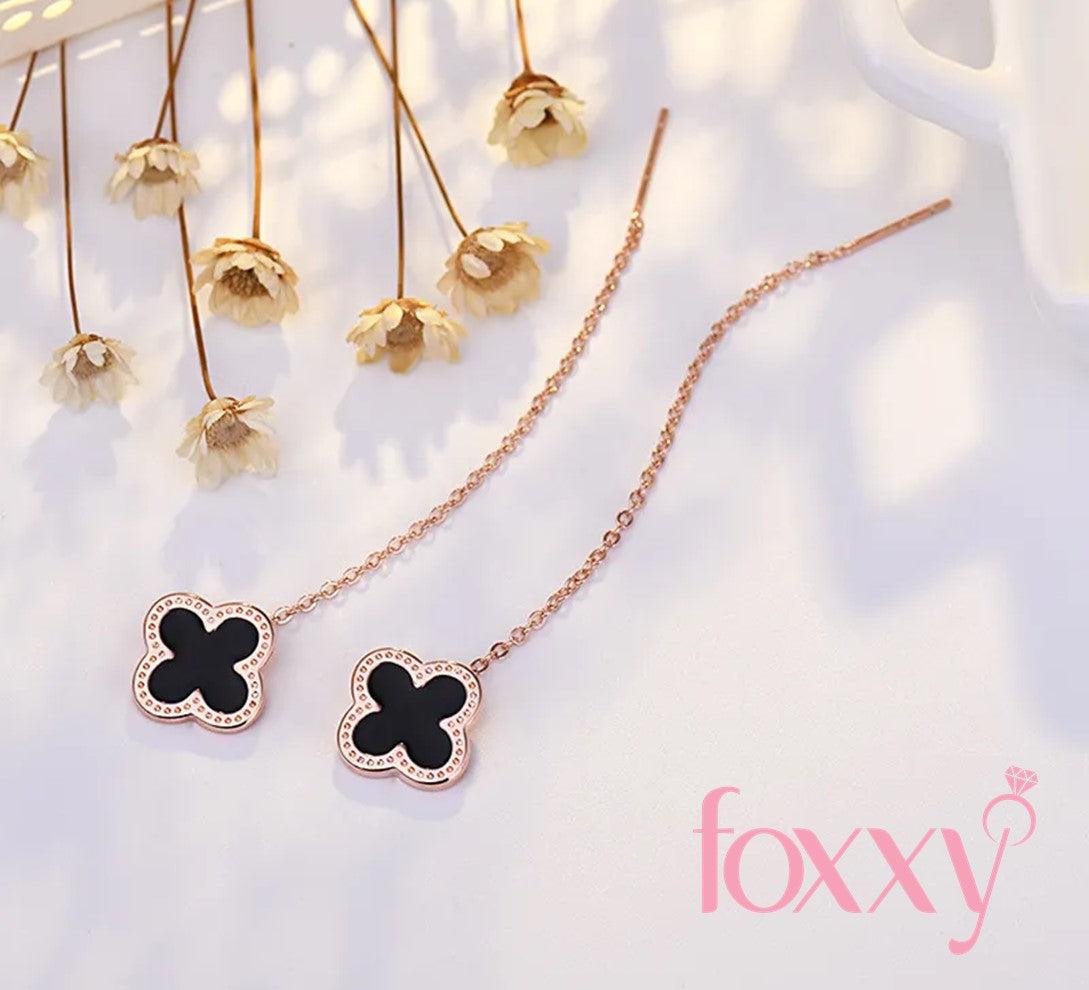 Elegant Four Leaf Clover Copper Gold Plated Earrings