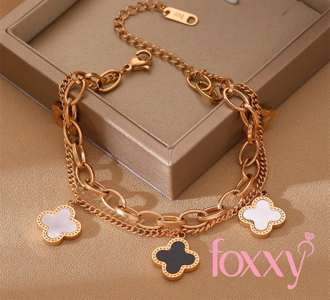 Fashion Four Leaf Clover Titanium Steel Plating Bracelets