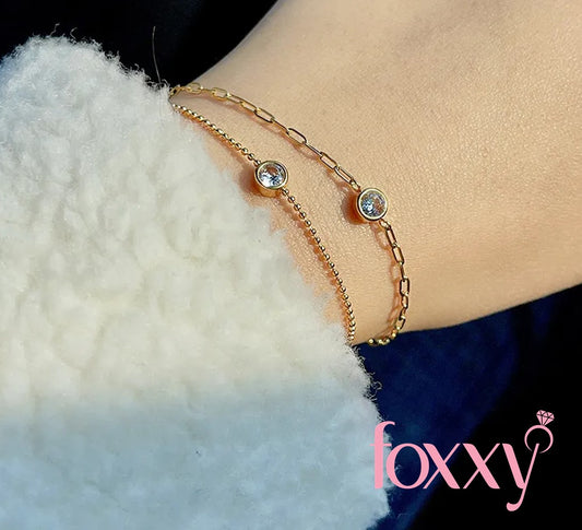 Fashion Round Titanium Steel Inlay Zircon Bracelets 1 Piece