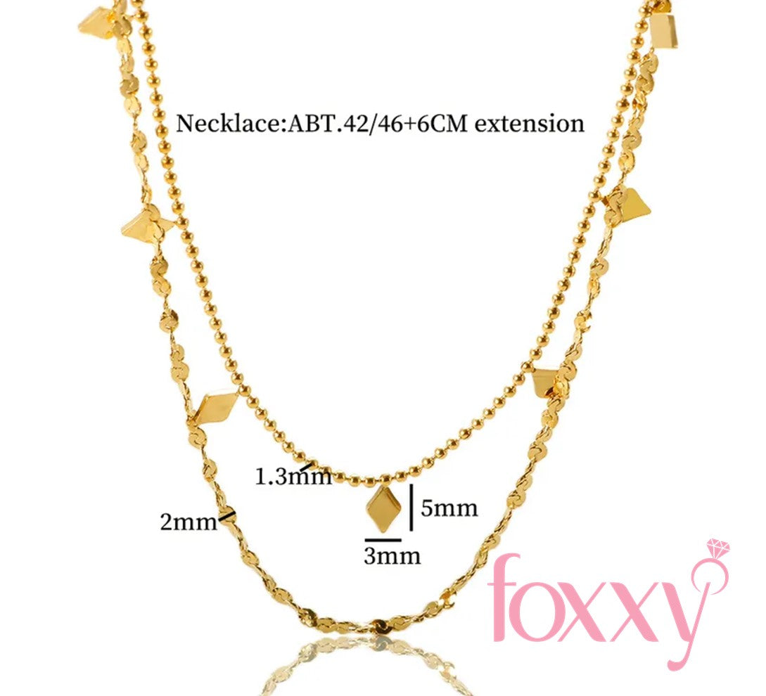Fashion Rhombus Titanium Steel Plating Layered Necklace