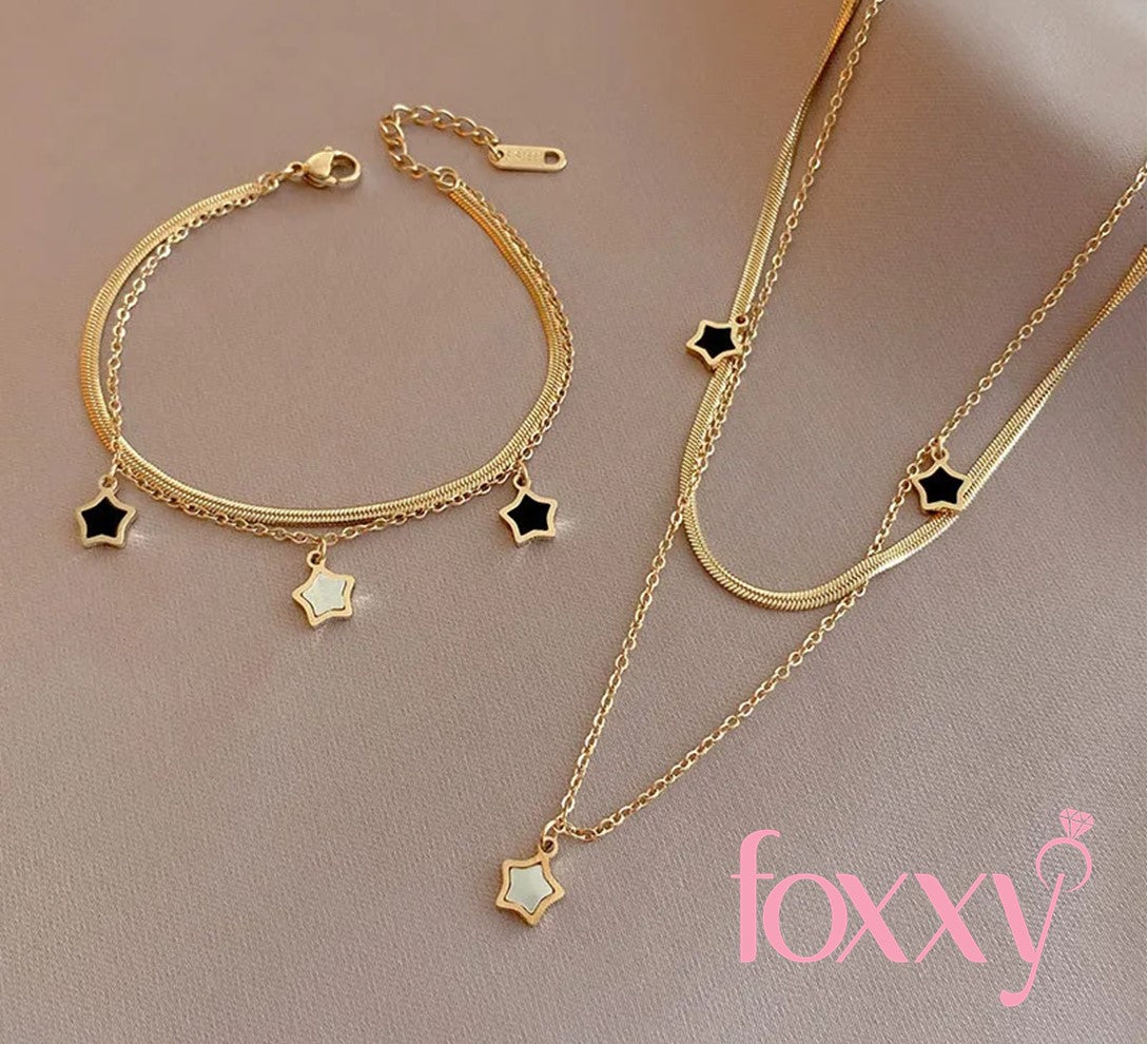 Fashion Star Titanium Steel Enamel Women'S Bracelets Necklace