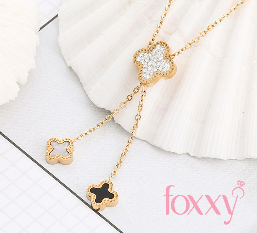 Elegant Fashion Flower Titanium Steel Plating Inlay Artificial Gemstones Necklace