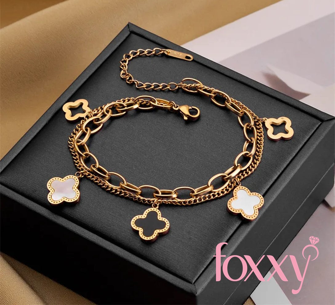 Fashion Four Leaf Clover Titanium Steel Plating Bracelets
