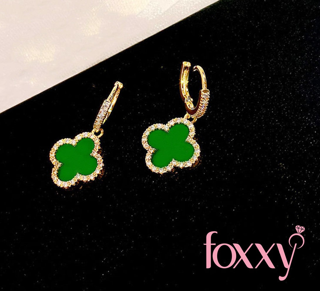 Fashion Four Leaf Clover Copper Plating Zircon Earrings