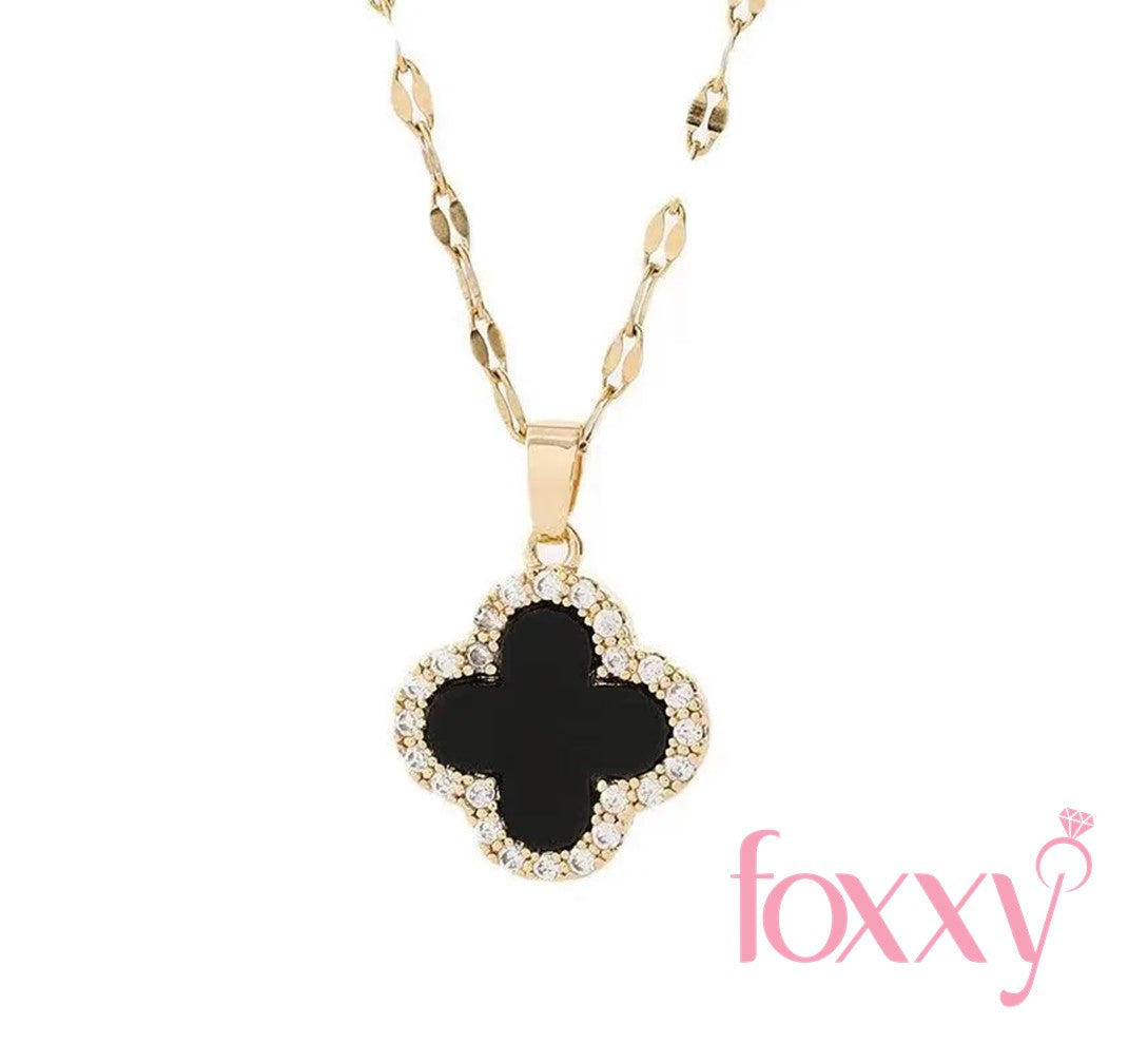 Elegant Fashion Geometric Titanium Steel Flowers Diamond Artificial Gemstones Necklace