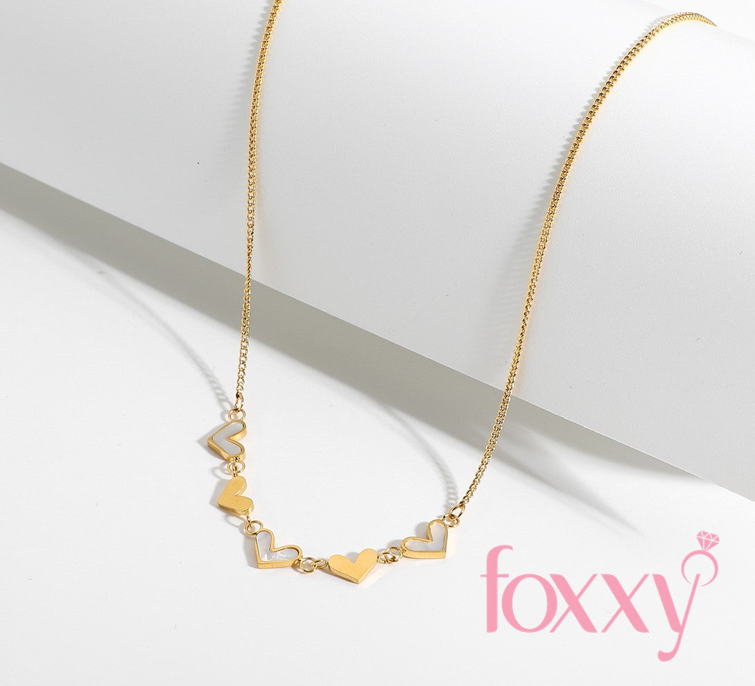 retro stainless steel white shell heart pendant necklace