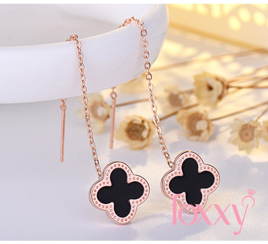 Elegant Four Leaf Clover Copper Gold Plated Earrings