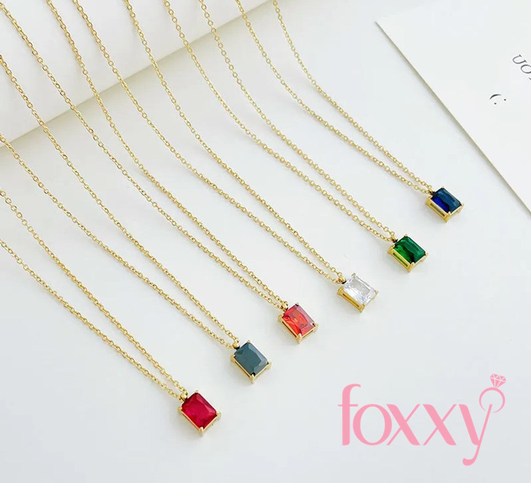 Elegant Square Stainless Steel Plating Rhinestones Pendant Necklace